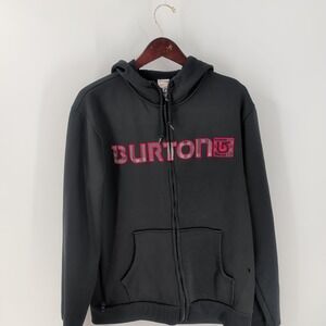Burton Dryride Ski Snowboard Embroidered Spell Out Full Zip Hoodie‎ Black Size L